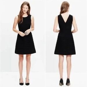 MADEWELL Elegant Black Sleeveless Mini Dress Women's Brushstroke Pleats Size 4